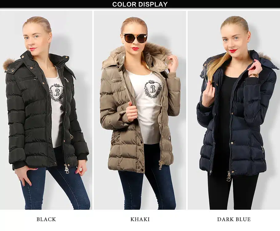 COUTUDI New Arrival Winter Jacket Women Slim Thick Warm Stylish Jacket Coats Lady With Fur Hooded Belt High Quality Down Jackets 15