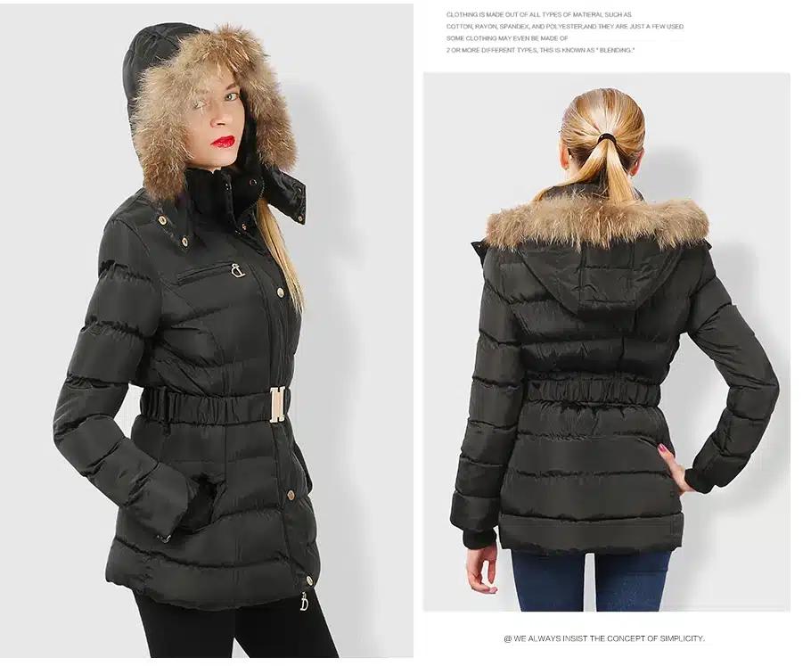 COUTUDI New Arrival Winter Jacket Women Slim Thick Warm Stylish Jacket Coats Lady With Fur Hooded Belt High Quality Down Jackets 18