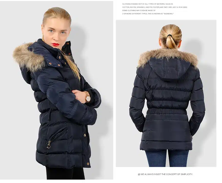 COUTUDI New Arrival Winter Jacket Women Slim Thick Warm Stylish Jacket Coats Lady With Fur Hooded Belt High Quality Down Jackets 22