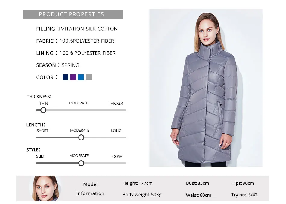 women jacket Spring slim thin coat women solid long parka warm coats outerwear zipper SnowClassic new arrival high quality 2017 10