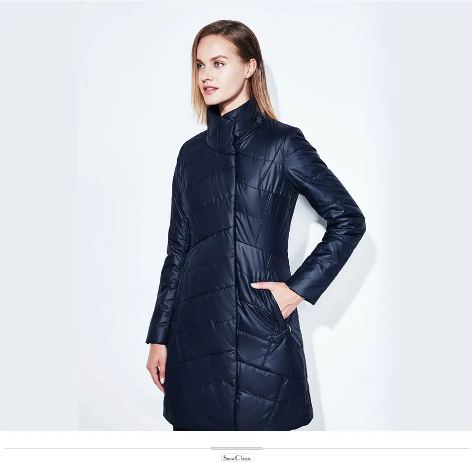 women jacket Spring slim thin coat women solid long parka warm coats outerwear zipper SnowClassic new arrival high quality 2017 18