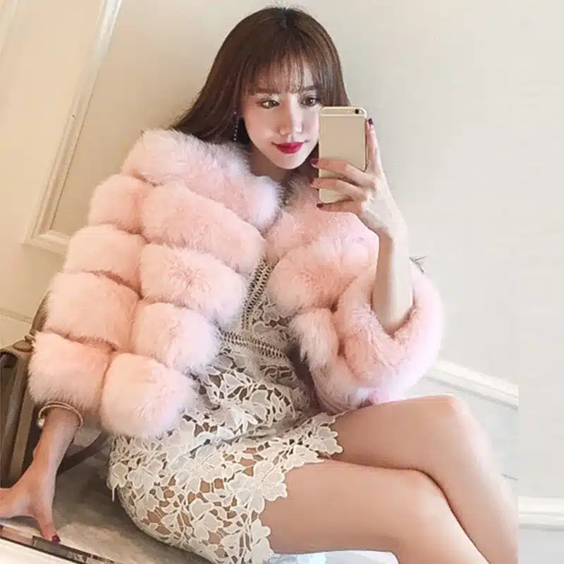 New Arrival 2017 Fashion Women Fur Coat High-Quality Faux Fox Patchwork Fur Short Coat Female Winter Warm Jacket Parka PC148 7