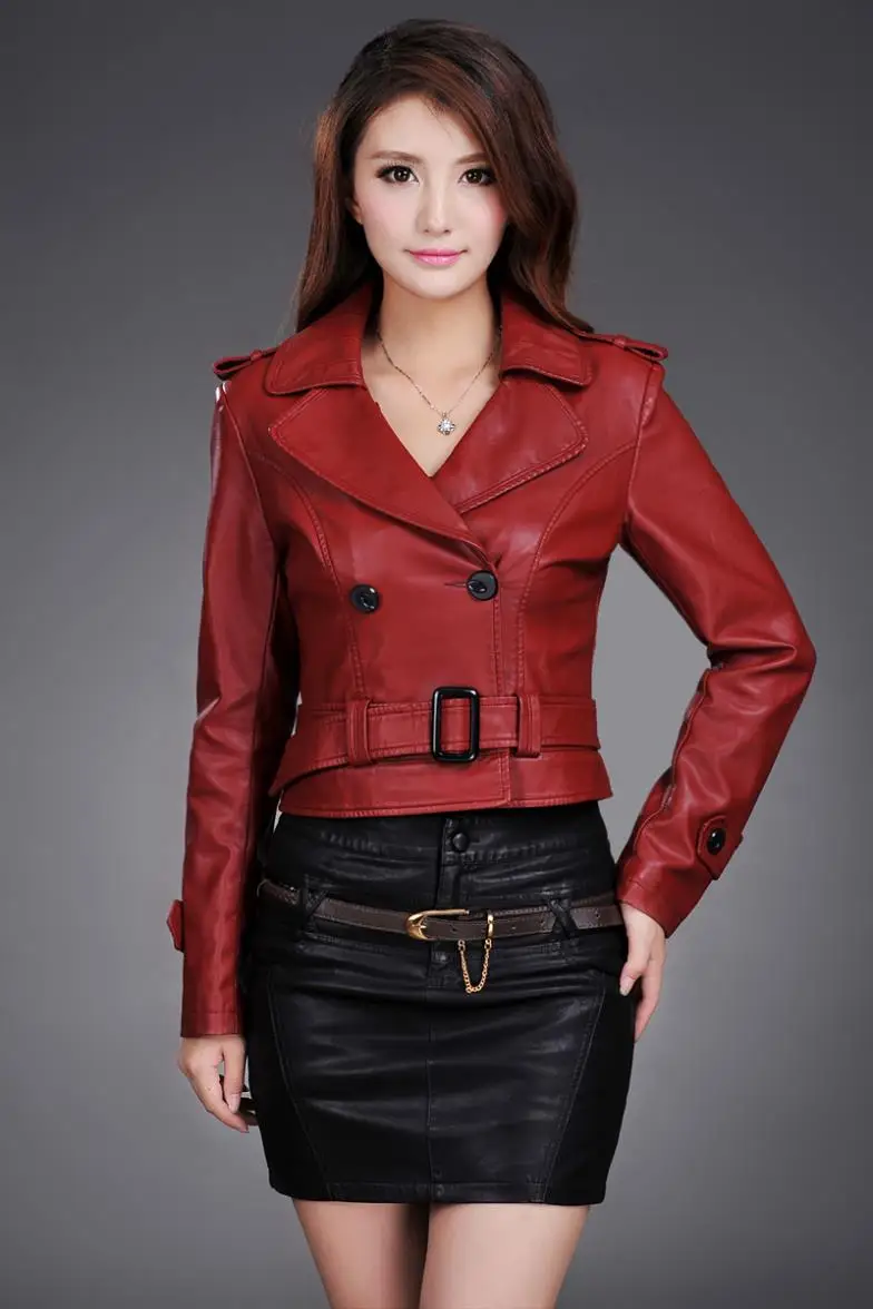 Leather Jacket Women Top Fashion New Plus Size Slim Dual Use Pu Removable Ladies Faux Synthetic Long Leather Trench Coat Female 26