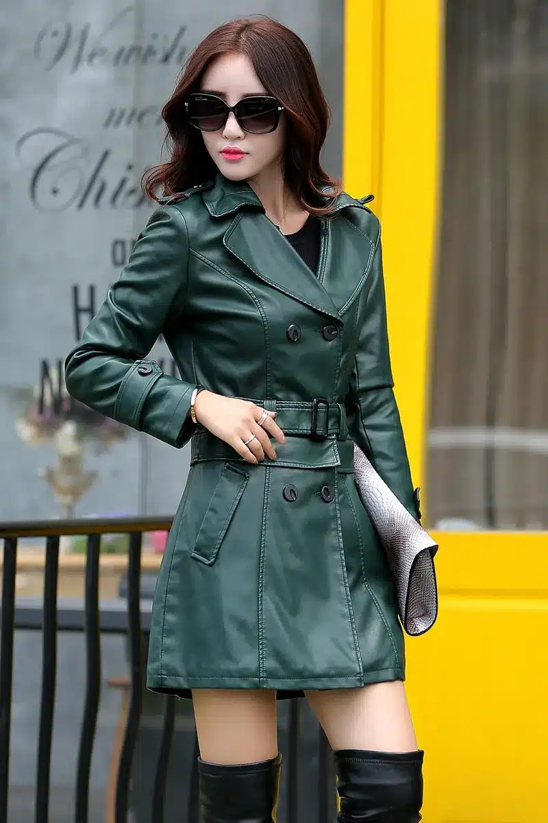 Leather Jacket Women Top Fashion New Plus Size Slim Dual Use Pu Removable Ladies Faux Synthetic Long Leather Trench Coat Female 36