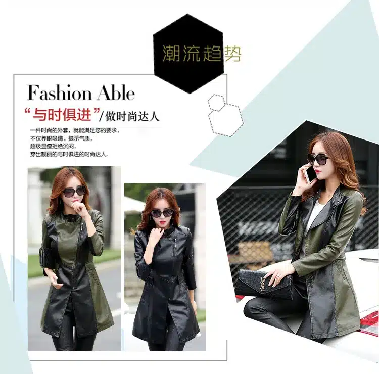 2017 Winter Women Leather Jacket Fashion Slim Patchwork Long Female Jacket High Quality PU Motorcycle Coat Plus Size M-5XL 10