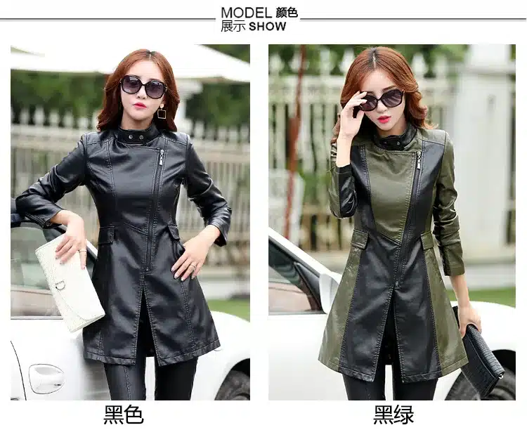 2017 Winter Women Leather Jacket Fashion Slim Patchwork Long Female Jacket High Quality PU Motorcycle Coat Plus Size M-5XL 15
