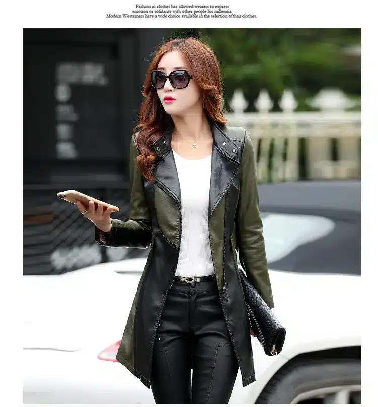 2017 Winter Women Leather Jacket Fashion Slim Patchwork Long Female Jacket High Quality PU Motorcycle Coat Plus Size M-5XL 28