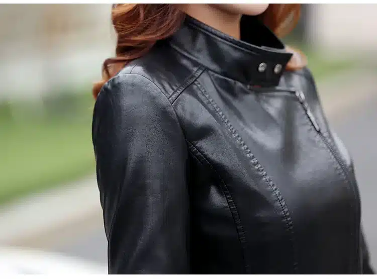 2017 Winter Women Leather Jacket Fashion Slim Patchwork Long Female Jacket High Quality PU Motorcycle Coat Plus Size M-5XL 32