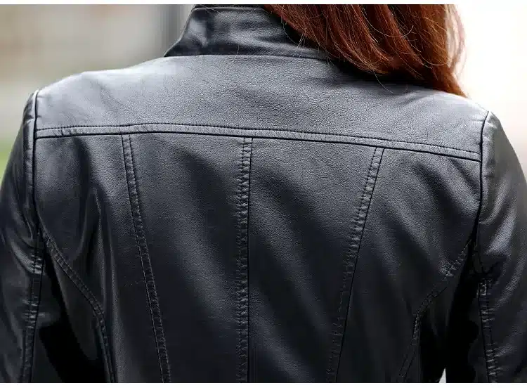 2017 Winter Women Leather Jacket Fashion Slim Patchwork Long Female Jacket High Quality PU Motorcycle Coat Plus Size M-5XL 36