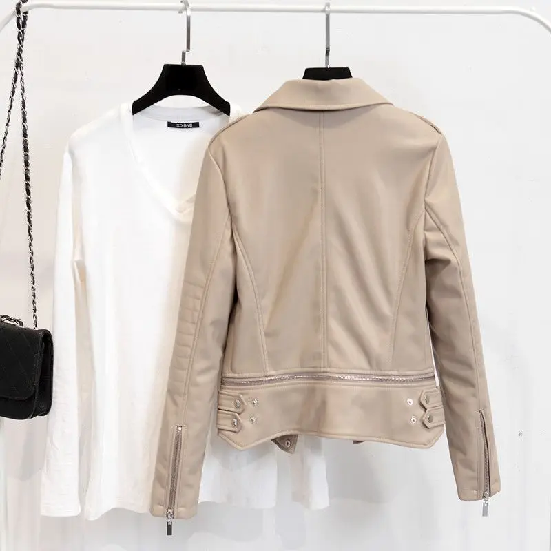 JUANTALK Fashion Spring Autumn Women Soft Faux Washed Leather Jacket Long Sleeve Zipper Detachable Motorcycle PU Jackets Coat 18