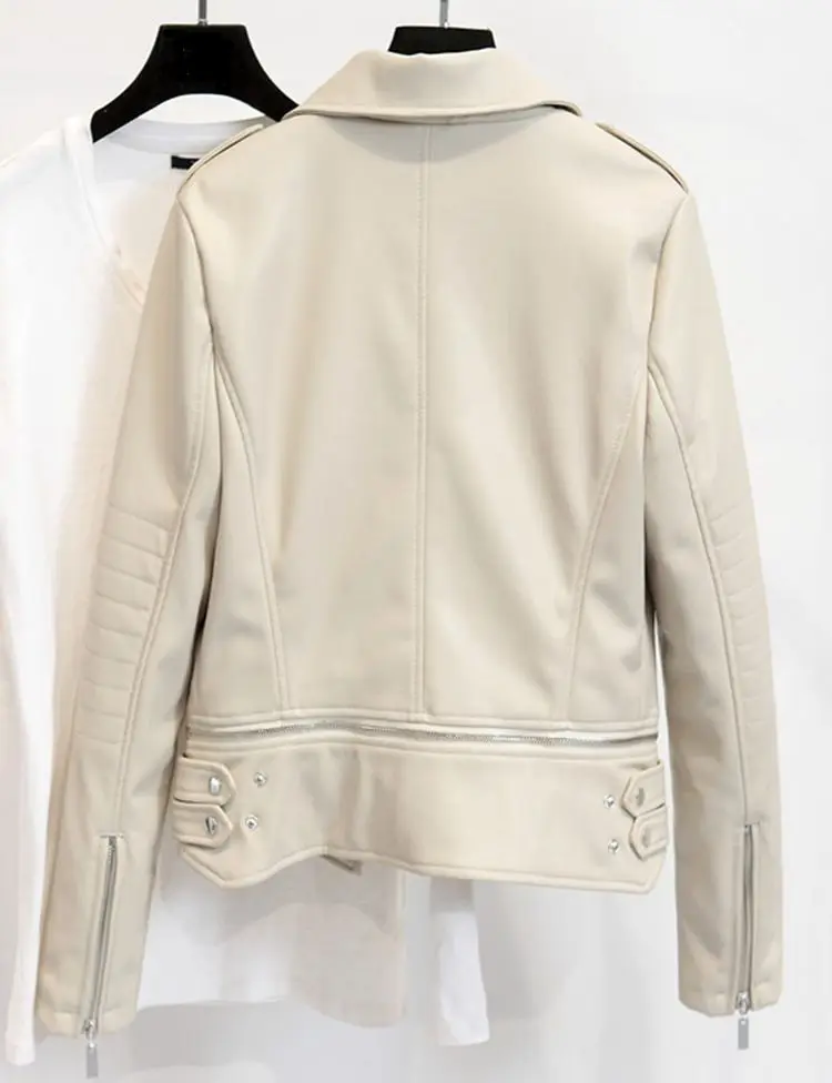 JUANTALK Fashion Spring Autumn Women Soft Faux Washed Leather Jacket Long Sleeve Zipper Detachable Motorcycle PU Jackets Coat 20