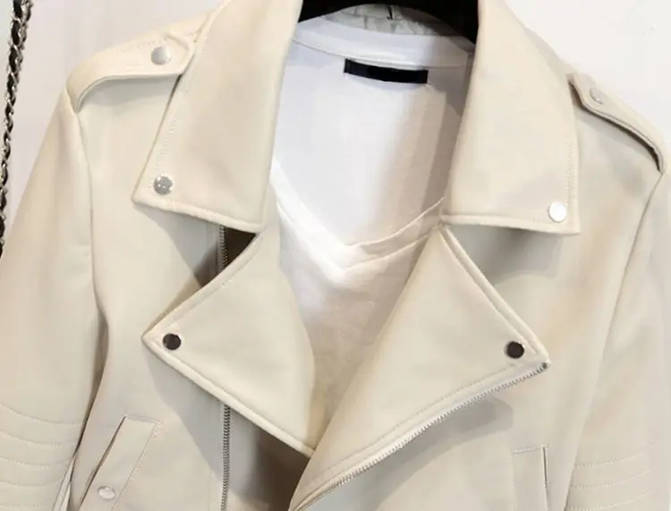 JUANTALK Fashion Spring Autumn Women Soft Faux Washed Leather Jacket Long Sleeve Zipper Detachable Motorcycle PU Jackets Coat 21