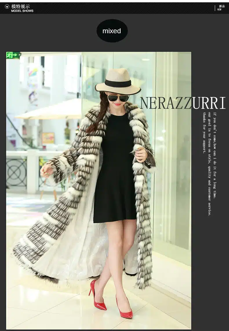 Nerazzurri New 2017 Winter High-grade Faux Fox Fur Coat Leisure Women Long Sleeve Thick Warm Colored Shaggy Fur Coats Plus Size 14