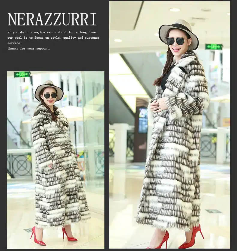 Nerazzurri New 2017 Winter High-grade Faux Fox Fur Coat Leisure Women Long Sleeve Thick Warm Colored Shaggy Fur Coats Plus Size 15