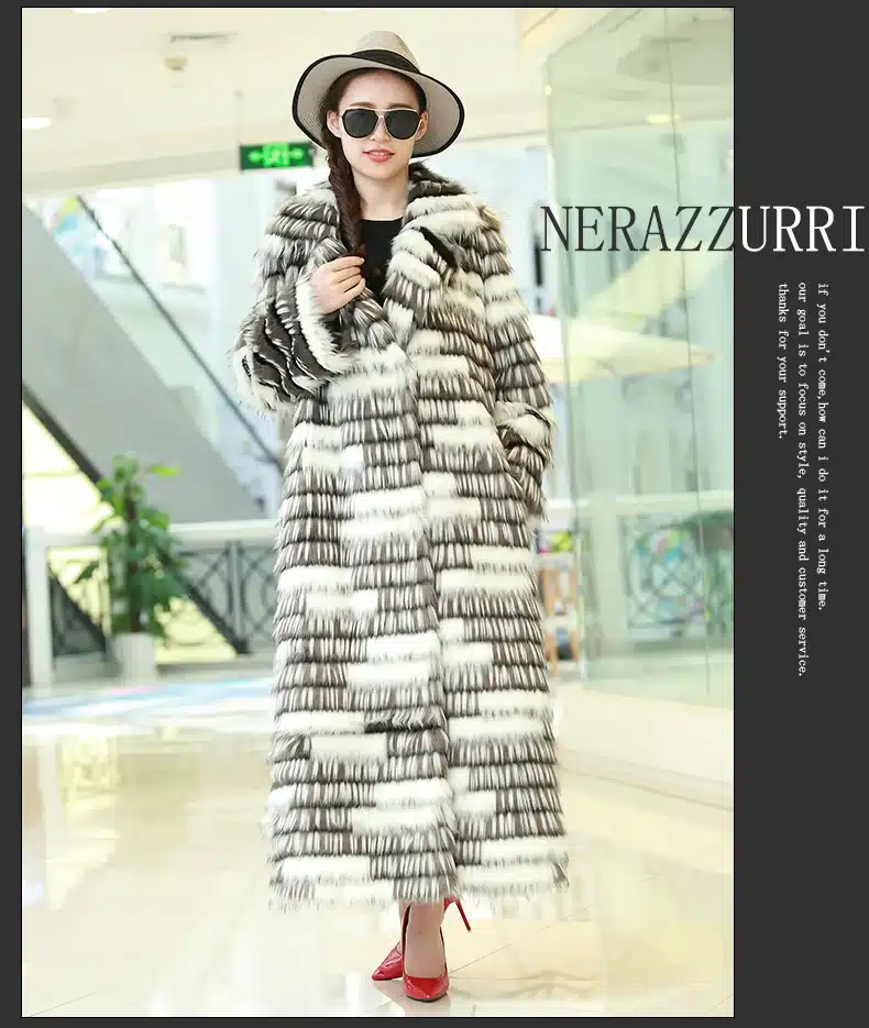 Nerazzurri New 2017 Winter High-grade Faux Fox Fur Coat Leisure Women Long Sleeve Thick Warm Colored Shaggy Fur Coats Plus Size 16