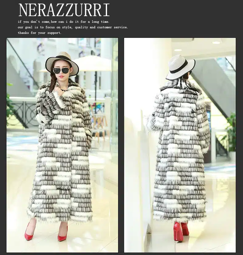Nerazzurri New 2017 Winter High-grade Faux Fox Fur Coat Leisure Women Long Sleeve Thick Warm Colored Shaggy Fur Coats Plus Size 17