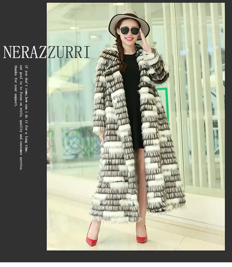 Nerazzurri New 2017 Winter High-grade Faux Fox Fur Coat Leisure Women Long Sleeve Thick Warm Colored Shaggy Fur Coats Plus Size 18