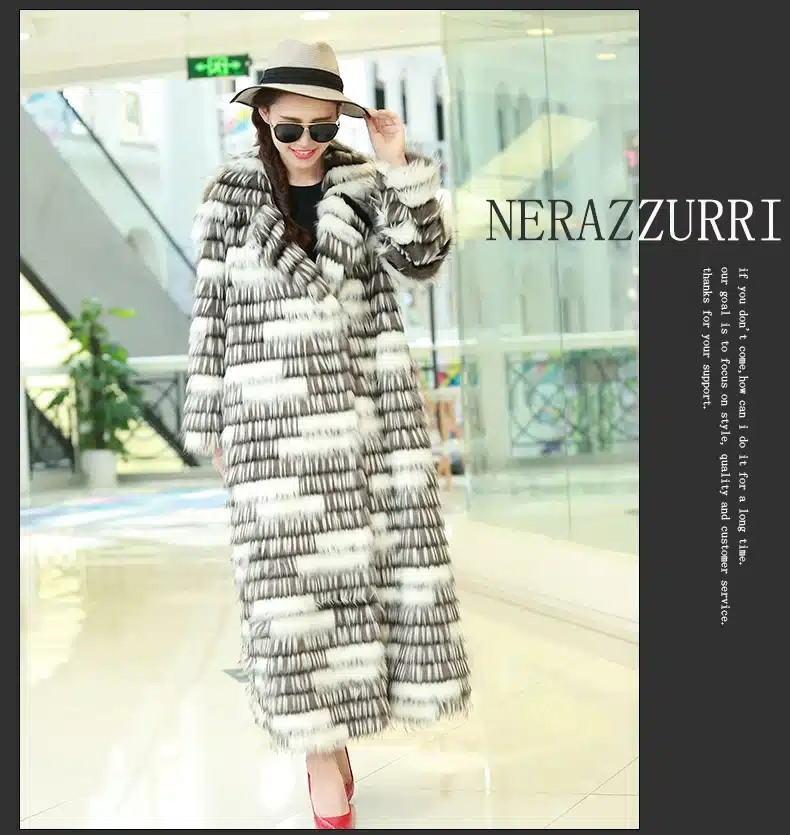 Nerazzurri New 2017 Winter High-grade Faux Fox Fur Coat Leisure Women Long Sleeve Thick Warm Colored Shaggy Fur Coats Plus Size 19