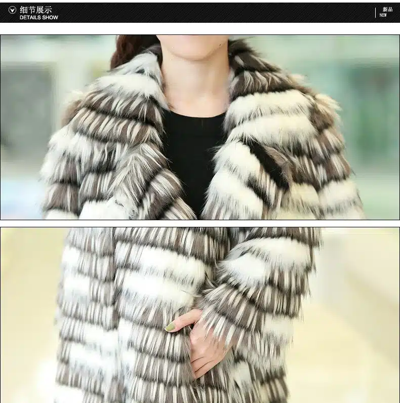 Nerazzurri New 2017 Winter High-grade Faux Fox Fur Coat Leisure Women Long Sleeve Thick Warm Colored Shaggy Fur Coats Plus Size 21