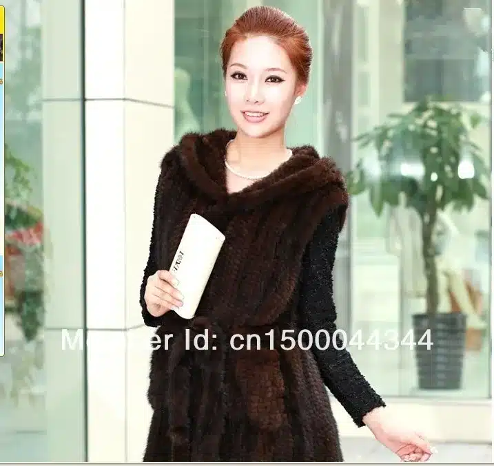 New Genuine knitted mink fur vest hooded mink fur vest warm winter fur coat 1