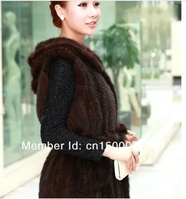 New Genuine knitted mink fur vest hooded mink fur vest warm winter fur coat 3