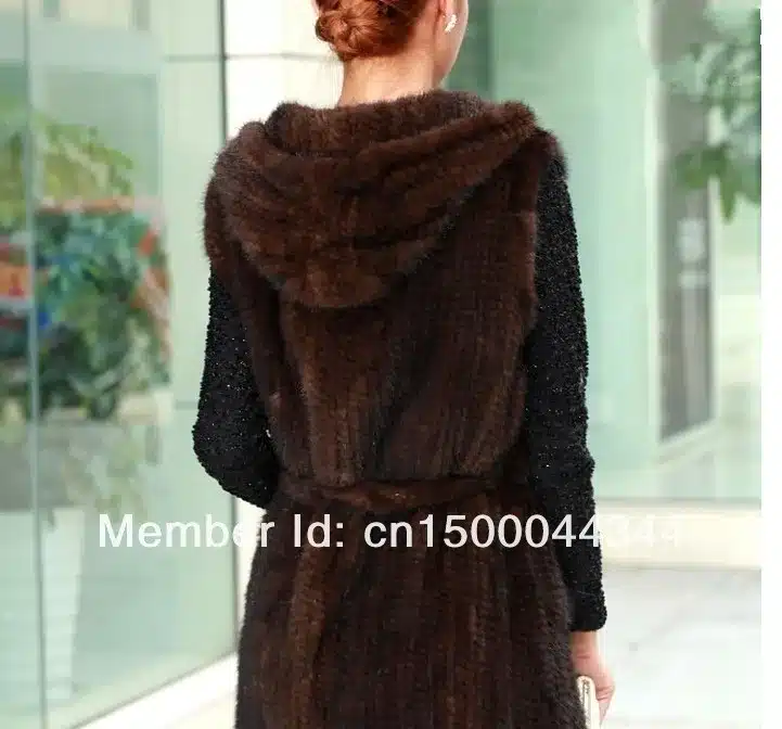 New Genuine knitted mink fur vest hooded mink fur vest warm winter fur coat 4
