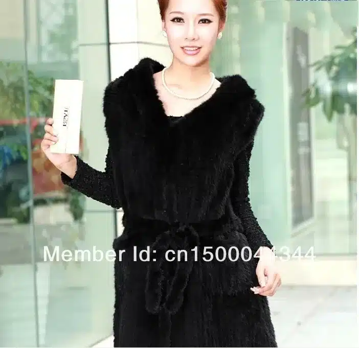 New Genuine knitted mink fur vest hooded mink fur vest warm winter fur coat 6
