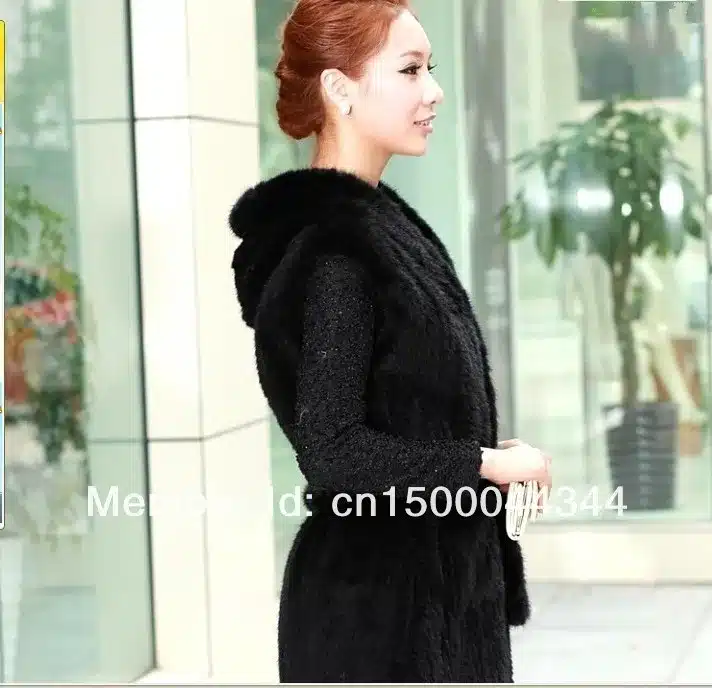 New Genuine knitted mink fur vest hooded mink fur vest warm winter fur coat 7