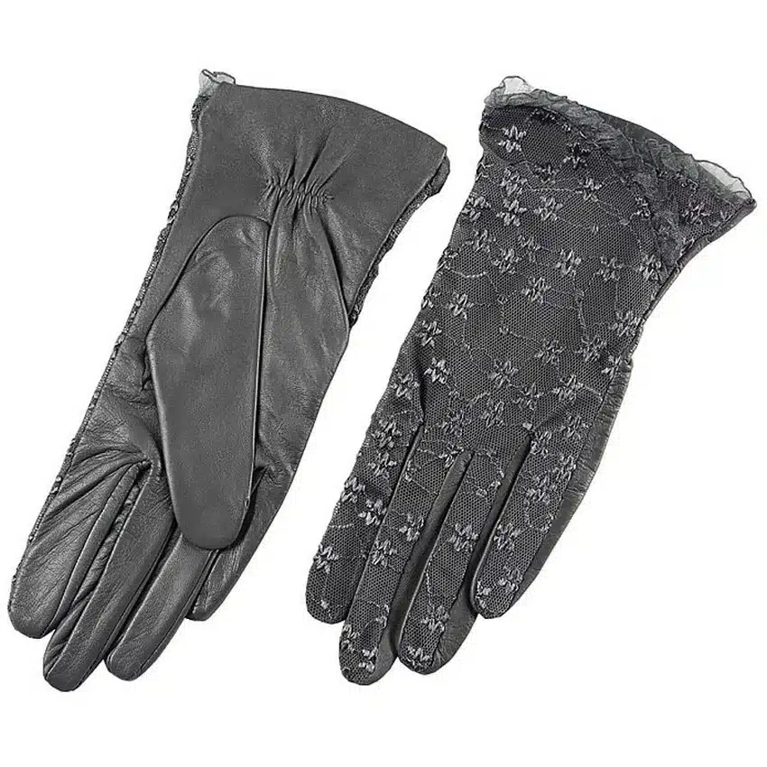 Elegant Women Gloves Genuine Leather Sheepskin Lace Gloves High Quality Fashion Colors Ladies Brand Sunscreen Mittens L095N 46