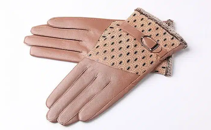 Women's Winter Gloves Fashion Warm Thicken Dot Pattern Peacock Genuine Leather Gloves High quality Mittens 16