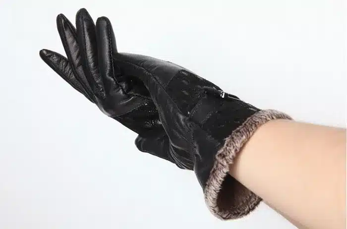 Women's Winter Gloves Fashion Warm Thicken Dot Pattern Peacock Genuine Leather Gloves High quality Mittens 18