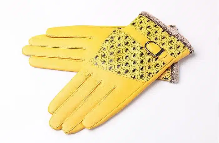 Women's Winter Gloves Fashion Warm Thicken Dot Pattern Peacock Genuine Leather Gloves High quality Mittens 21