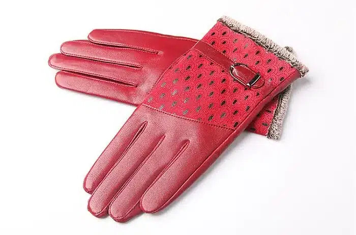 Women's Winter Gloves Fashion Warm Thicken Dot Pattern Peacock Genuine Leather Gloves High quality Mittens 24