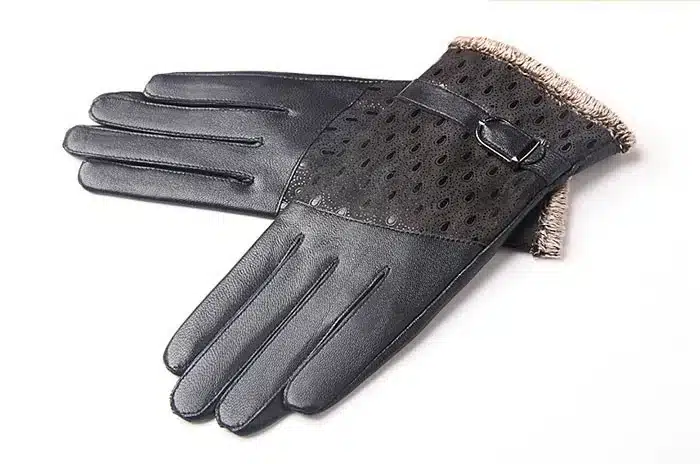 Women's Winter Gloves Fashion Warm Thicken Dot Pattern Peacock Genuine Leather Gloves High quality Mittens 27