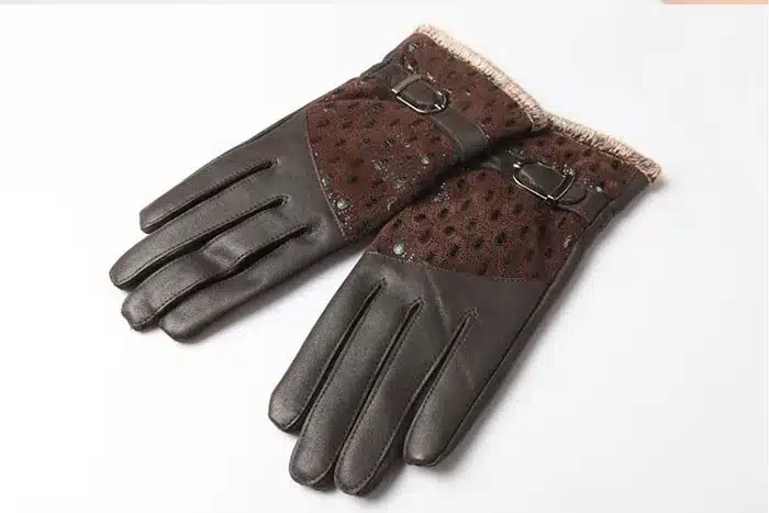 Women's Winter Gloves Fashion Warm Thicken Dot Pattern Peacock Genuine Leather Gloves High quality Mittens 30
