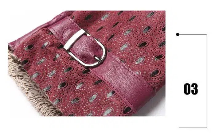 Women's Winter Gloves Fashion Warm Thicken Dot Pattern Peacock Genuine Leather Gloves High quality Mittens 33