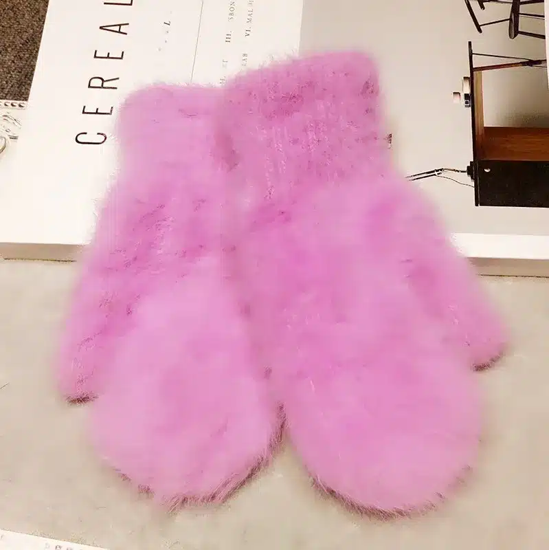2015 Winter New Arrival Women Soft Wool rabbit hair Warm Knit Gloves Fashion Lovely Warmer Girls' candy color Mittens Gloves 16