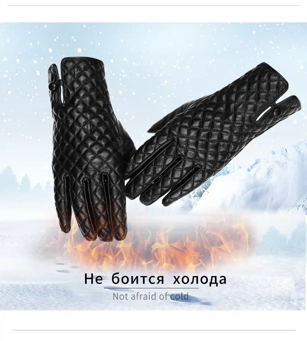 JOOLSCANA women gloves genuine leather fashion winter touch screen glove made of Italian imported sheepskin mitten tartan design 14