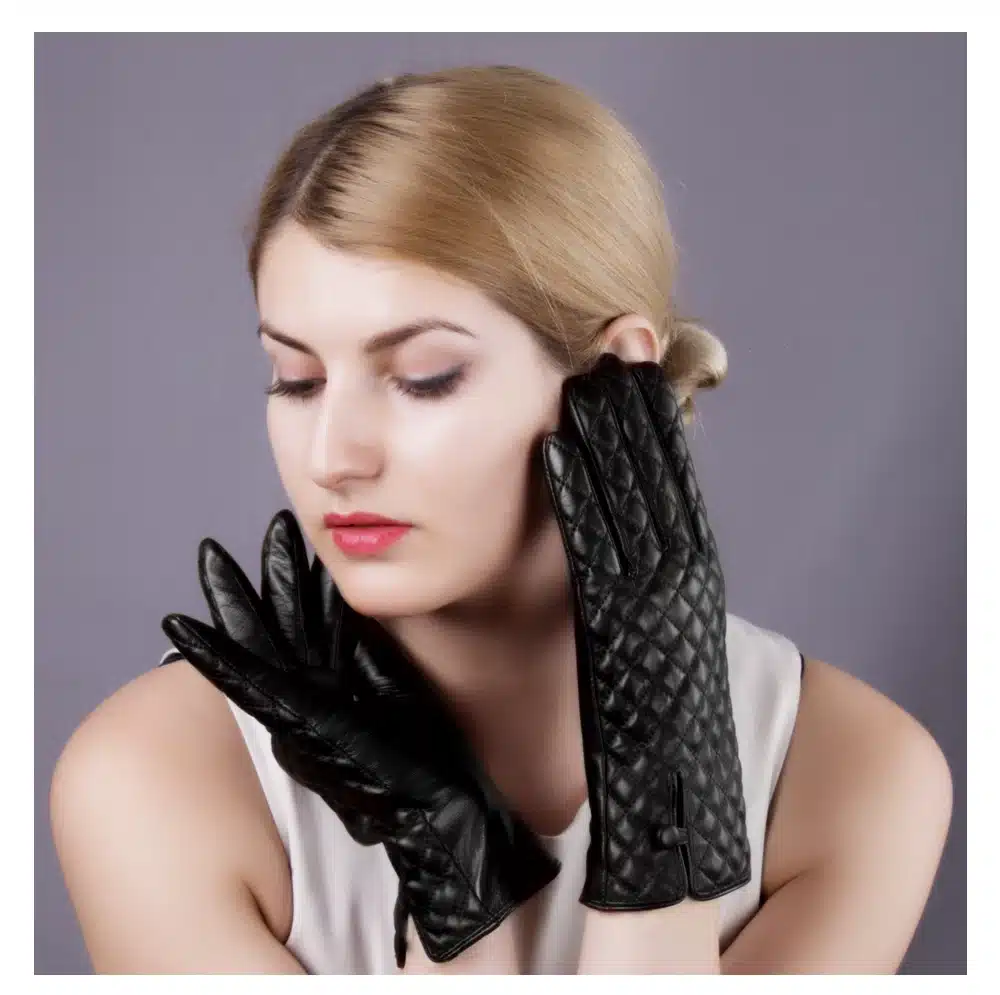 JOOLSCANA women gloves genuine leather fashion winter touch screen glove made of Italian imported sheepskin mitten tartan design 17