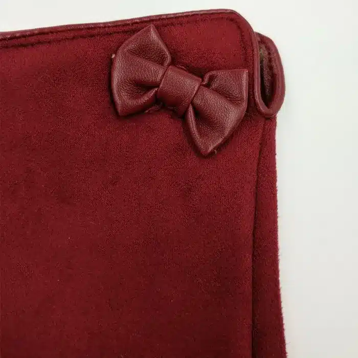 Fashion PU Leather Bow Women Winter Gloves Female Ladies Girls Touch Screen Mittens Cashmere Wool Gloves Mittens For Smartphine 20