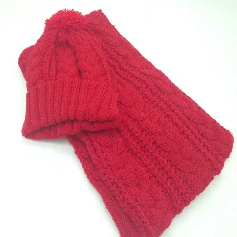 Knitted Winter Hats for Women's Hat Scarf Set Two Piece Sets New Fashion Cap Gorros Bonnet Acrylic Beanie Black SC5512+30 11