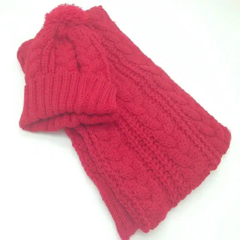 Knitted Winter Hats for Women's Hat Scarf Set Two Piece Sets New Fashion Cap Gorros Bonnet Acrylic Beanie Black SC5512+30 12