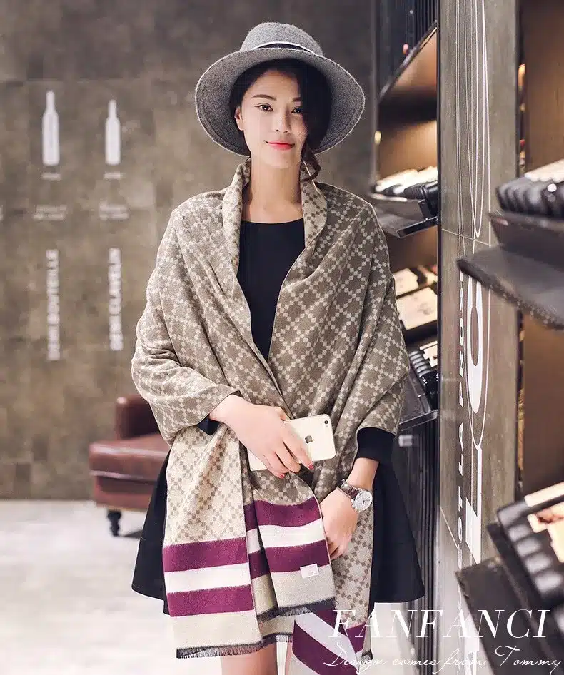 [AETRENDS] 2017 New Winter Women's Scarves Cashmere Plaid Scarf Double Sides Pashmina Shawl Z-3424 9