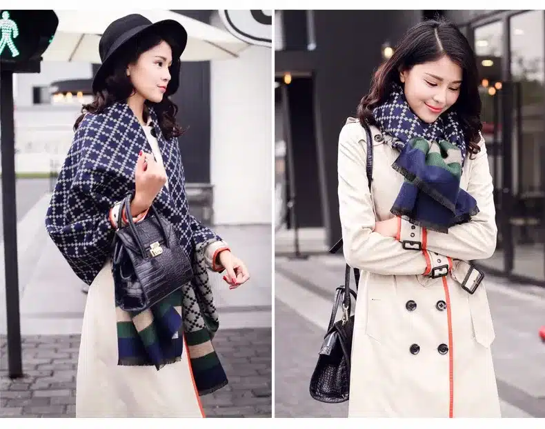 [AETRENDS] 2017 New Winter Women's Scarves Cashmere Plaid Scarf Double Sides Pashmina Shawl Z-3424 17