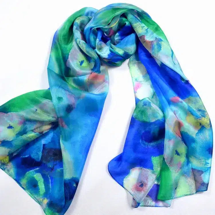 2016 Women Winter Long Scarf Shawl Spring Autumn Female Blue Silk Scarves Printed Summer 100% Mulberry Silk Beach Cover-ups 16