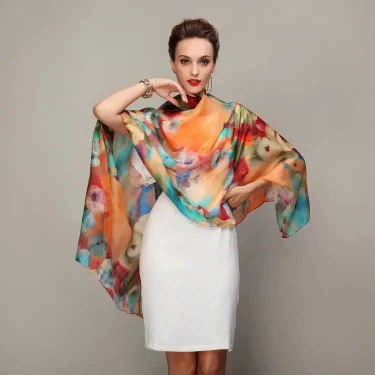 2016 Women Winter Long Scarf Shawl Spring Autumn Female Blue Silk Scarves Printed Summer 100% Mulberry Silk Beach Cover-ups 20