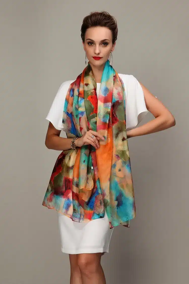 2016 Women Winter Long Scarf Shawl Spring Autumn Female Blue Silk Scarves Printed Summer 100% Mulberry Silk Beach Cover-ups 21