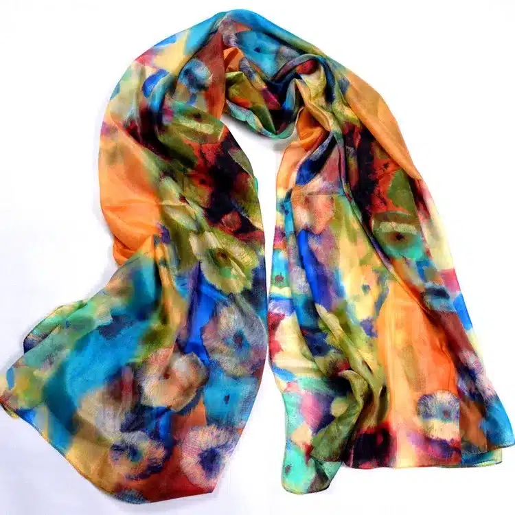 2016 Women Winter Long Scarf Shawl Spring Autumn Female Blue Silk Scarves Printed Summer 100% Mulberry Silk Beach Cover-ups 22