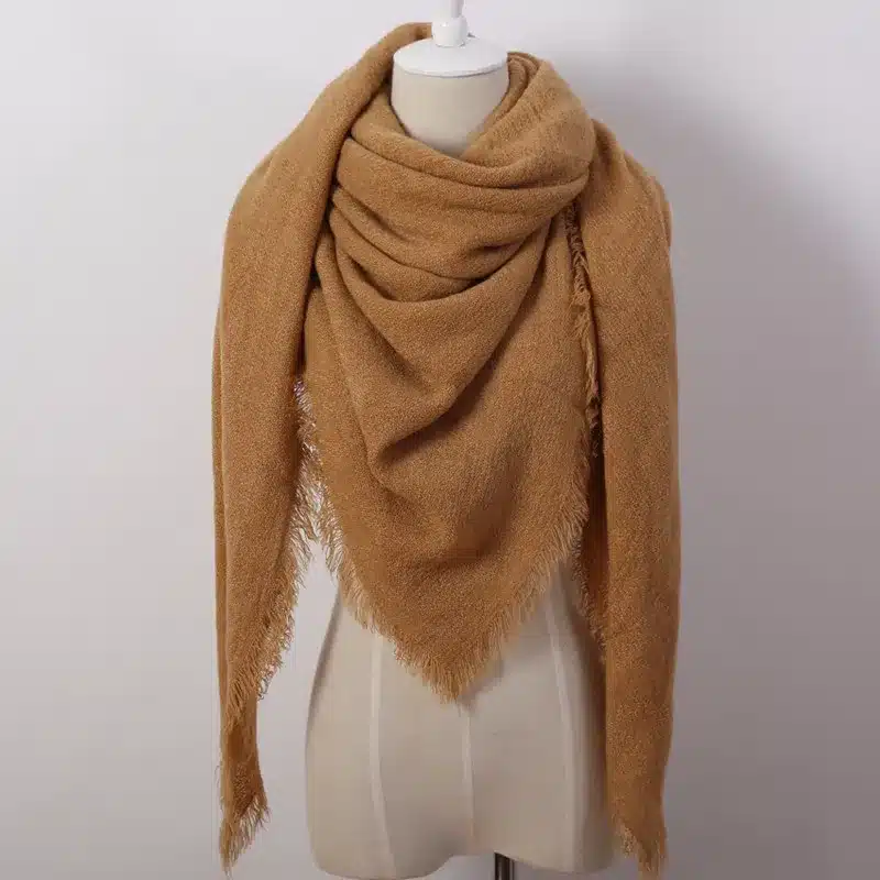 Hot Fashion Solid Color Winter Square Scarf Women Oversize Blankets Luxury brand Shawl Cashmere echarpe Cape Size 140cmx140cm 14