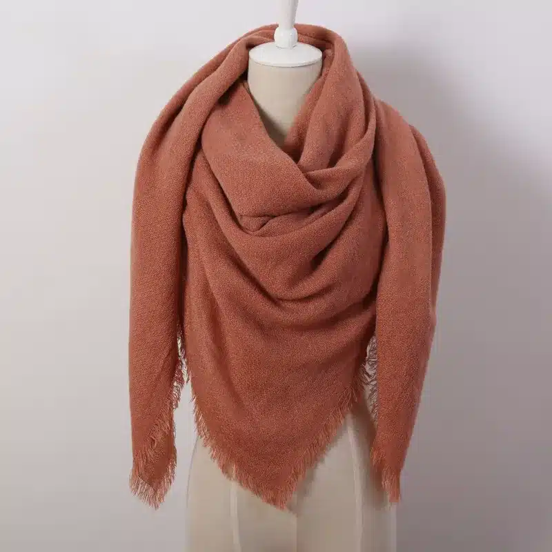 Hot Fashion Solid Color Winter Square Scarf Women Oversize Blankets Luxury brand Shawl Cashmere echarpe Cape Size 140cmx140cm 15